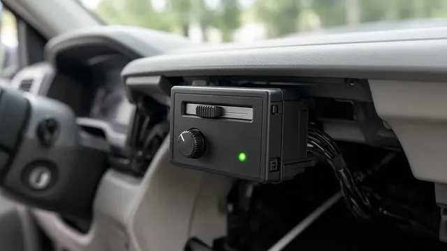 Electric trailer brake controller mounted under a pickup dashboard